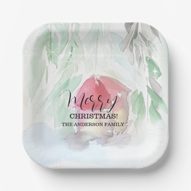 Country Village Weißes Weihnachten Pappteller (Vorderseite)