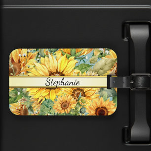 Country Vintag Style Wasserfarbe Sonnenblumen Gepäckanhänger
