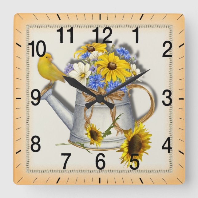 Country water can wall clock quadratische wanduhr (Vorderseite)