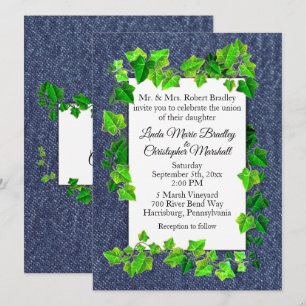 Country Wedding Denim Vines Einladung