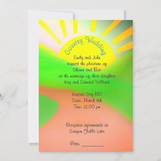 Country Wedding Einladung mit Brautkunst (Vorderseite)