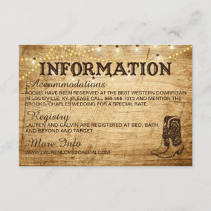 Country Wedding Information Card für Rustic Weddin Begleitkarte