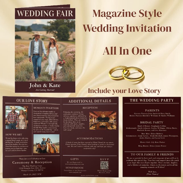 Country Wedding Magazine Cover Einladung (Country Wedding Magazine Cover-All in One Invitation)