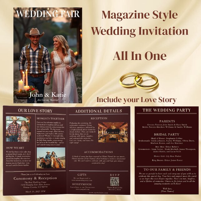 Country Wedding Magazine Cover Einladung (Country Wedding Magazine Cover Invitation all in one)