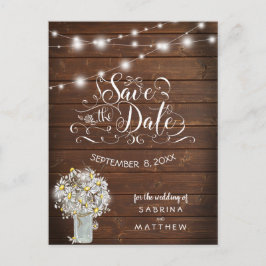 Country Wedding Mason Jar Daisies BarefootBride™ Postkarte