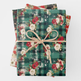 Country Weihnachten Kariert Florals erschüttert Geschenkpapier Set