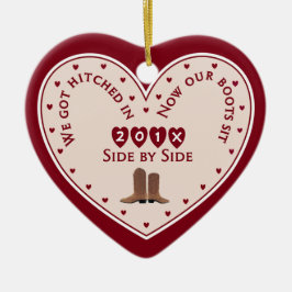 Country Western 1. Weihnachtsgeschenk Verheiratet Keramik Ornament