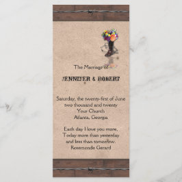 Country Western Barbed Wire Hochzeitsprogramm Programm