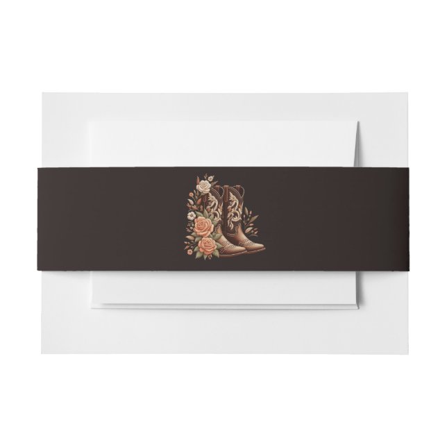 Country Western Blume mit Cowboy Boots Einladungsbanderole (Vorderseite Beispiel)