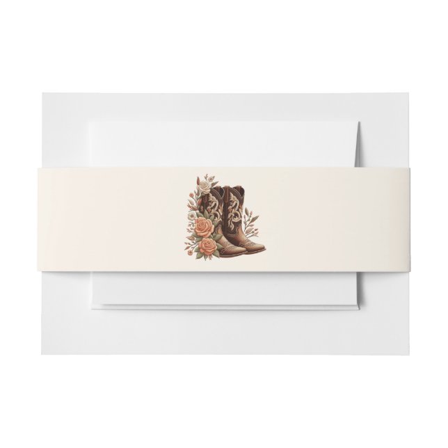 Country Western Blume mit Cowboy Boots Einladungsbanderole (Vorderseite Beispiel)