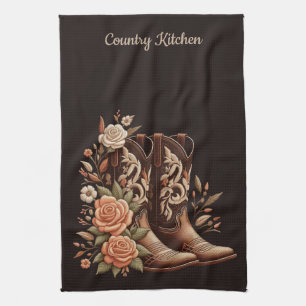 Country Western Blumen mit Cowboy-Stiefeln Geschirrtuch