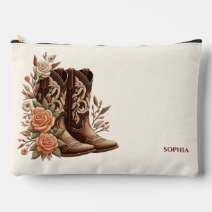 Country Western Blumen mit Cowboy-Stiefeln Zubehörtasche