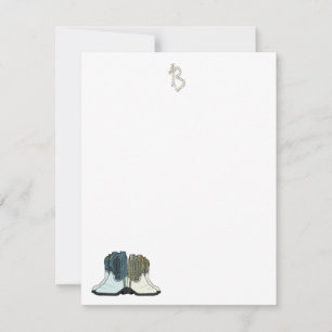 Country Western Boost Flat Monogramm-Mitteilungska Mitteilungskarte