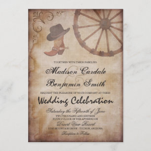 Country Western Boots Wagon Wheel Wedding Einladun Einladung