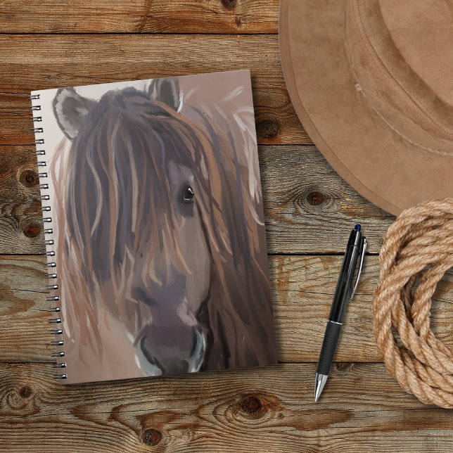 Country Western Brown Horse mit Funny Messy Hair Notizblock (Von Creator hochgeladen)