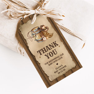 Country Western Cowboy Baby Dusche Fevor Tags Geschenkanhänger