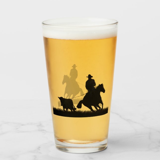 Country Western Cowboy Bier oder Wasser Glas (Vorne (Gefüllt))