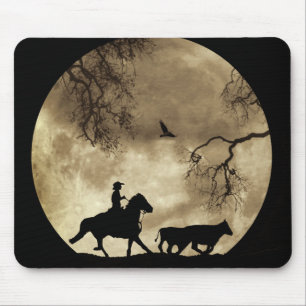 Country Western Cowboy Big Moon Reiten Mousepad
