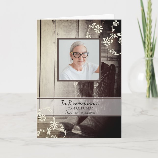 Country Western Cowboy Boots Beerdigungsdienst Programm (Vorderseite)