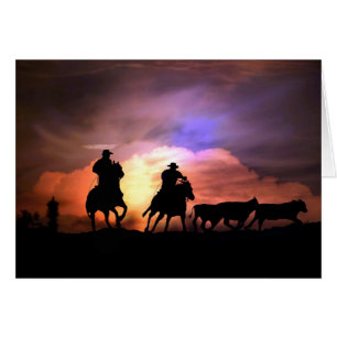 Country Western Cowboy Cattle Drive Blankenkarte