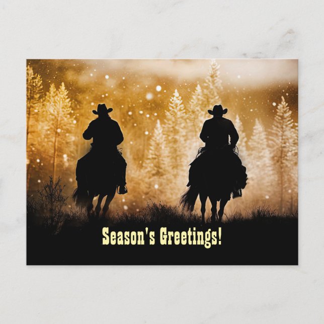 Country Western Cowboy Christmas Seasons Greetings Postkarte (Vorderseite)