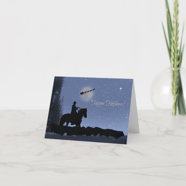 Country Western Cowboy Happy Holidays Card Karte (Vorderseite)