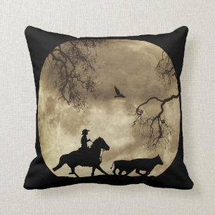 Country Western Cowboy mit Pferd und Mond Kissen