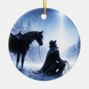 Country Western Cowboy Nordstern Weihnachten Keramik Ornament