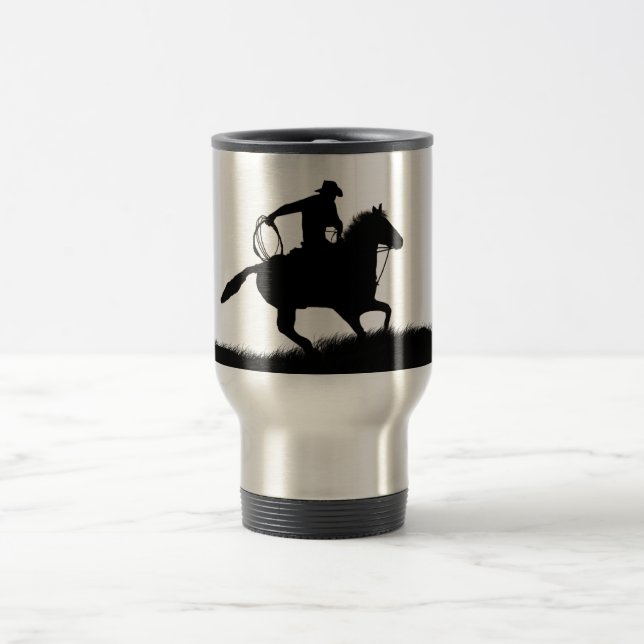 Country Western Cowboy Pferderücken Mug Reisebecher (Mittel)