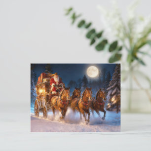 Country Western Cowboy Santa und Postkutsche Postkarte