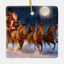 Country Western Cowboy Santa Weihnachten Stagecoac