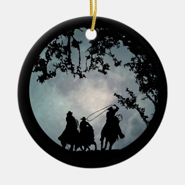 Country Western Cowboy Weihnachtsdekoration Keramik Ornament (Vorne)