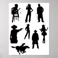 Country Western Cowboys Cowgirls Rodeo Silhouetten