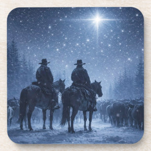 Country Western Cowboys Weihnachtsstern Getränkeuntersetzer