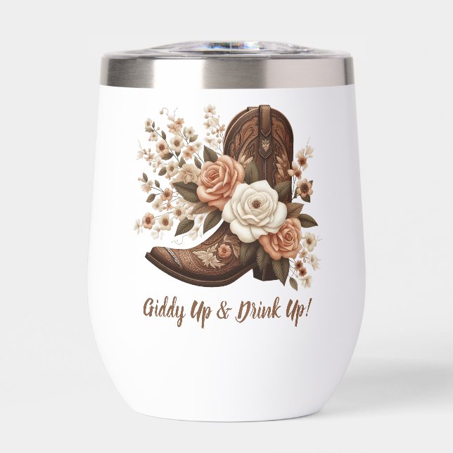 Country Western Cowgirl Boot mit Blume (Vorderseite)