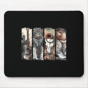 Country Western Cowgirl Cowboy Boots Kuh Skull Rod Mousepad