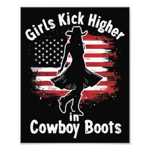Country Western Cowgirl Girls treten in Stiefeln h Fotodruck