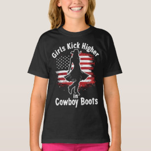 Country Western Cowgirl Girls treten in Stiefeln h T-Shirt