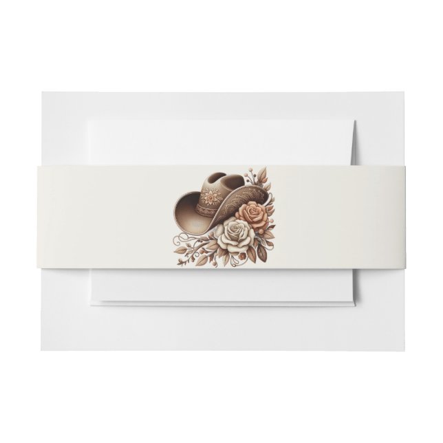 Country Western Cowgirl Hut mit Blume Einladungsbanderole (Vorderseite Beispiel)