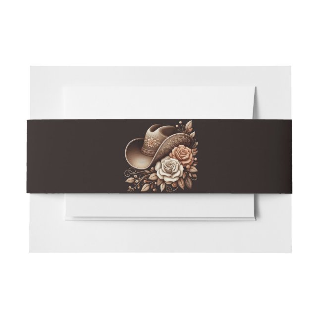 Country Western Cowgirl Hut mit Blume Einladungsbanderole (Vorderseite Beispiel)