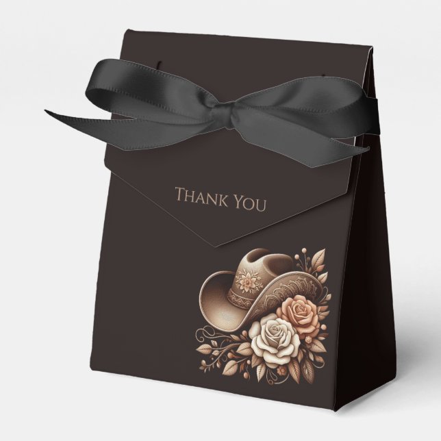 Country Western Cowgirl Hut mit Blume Geschenkschachtel (Vorderseite)