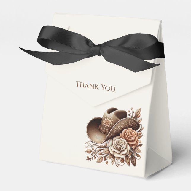 Country Western Cowgirl Hut mit Blume Geschenkschachtel (Vorderseite)