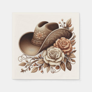 Country Western Cowgirl Hut mit Blume Serviette