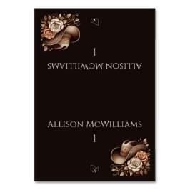 Country Western Cowgirl Hut mit Blume Vegetarisch Tischnummer