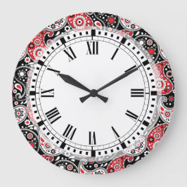 Country Western Farm Bandana Paisley Kitchen Große Wanduhr