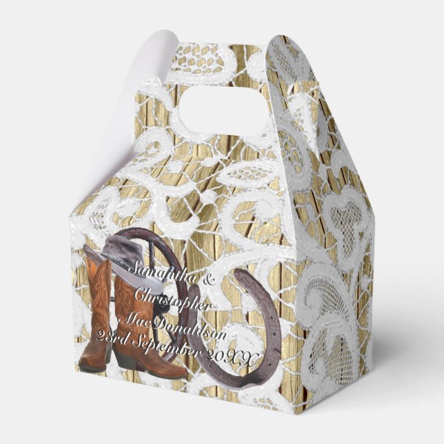 Country Western filigrane Hochzeit Geschenkschachtel (Vorderseite)