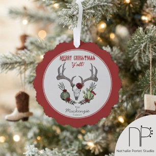 Country Western Frohe Weihnachten Y'All Feiertag Ornament Karte
