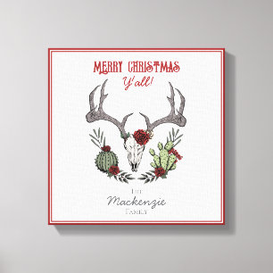 Country Western Frohe Weihnachten Y'All Holiday Leinwanddruck