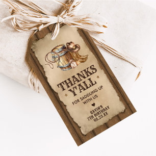 Country Western Gewollt Cowboy Birthday Gefälligke Geschenkanhänger