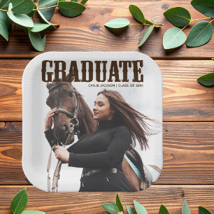 Country Western Graduate Foto Cowgirl Abschluss Pappteller